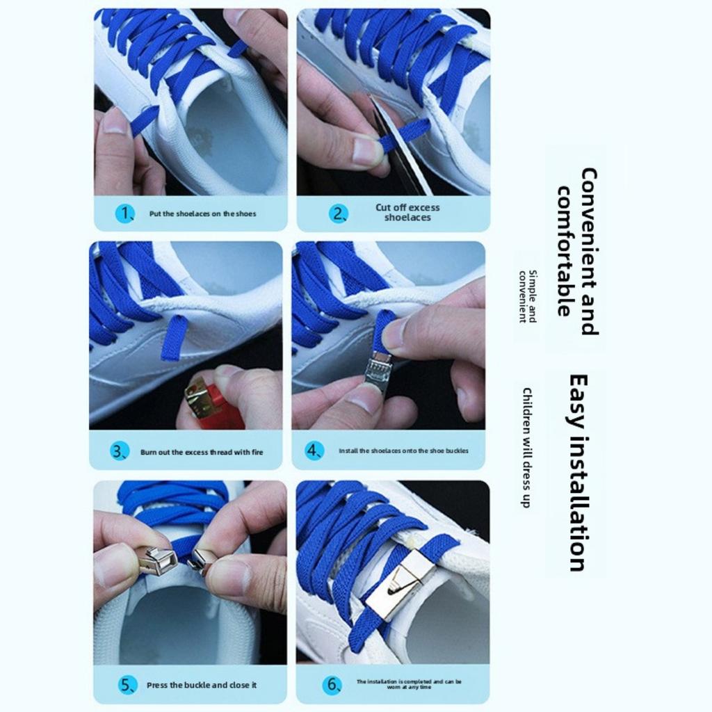 1pairs Wide Elastic Flat Straps with Metal Press Buckles - No Need To Tie Lazy Shoelaces, Lightweight Elastic Shoelaces Suitable for Sports Shoes