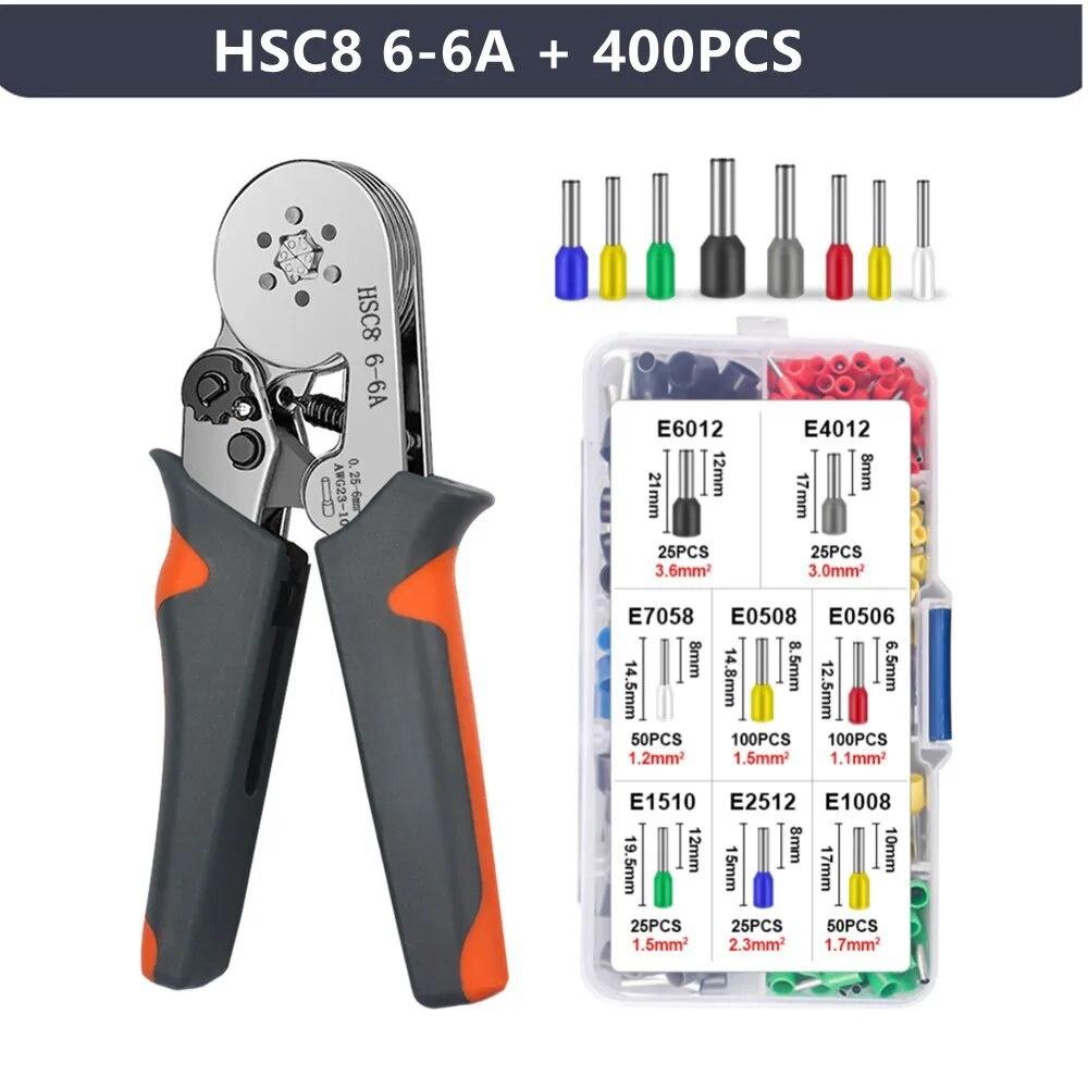 Ferrule Sleeves Terminal Crimping Tools Mini Electrical Pliers HSC8 6-4/6-6(0.25-10mm²/0.25-6mm²) Wire Connection Repair Clamp