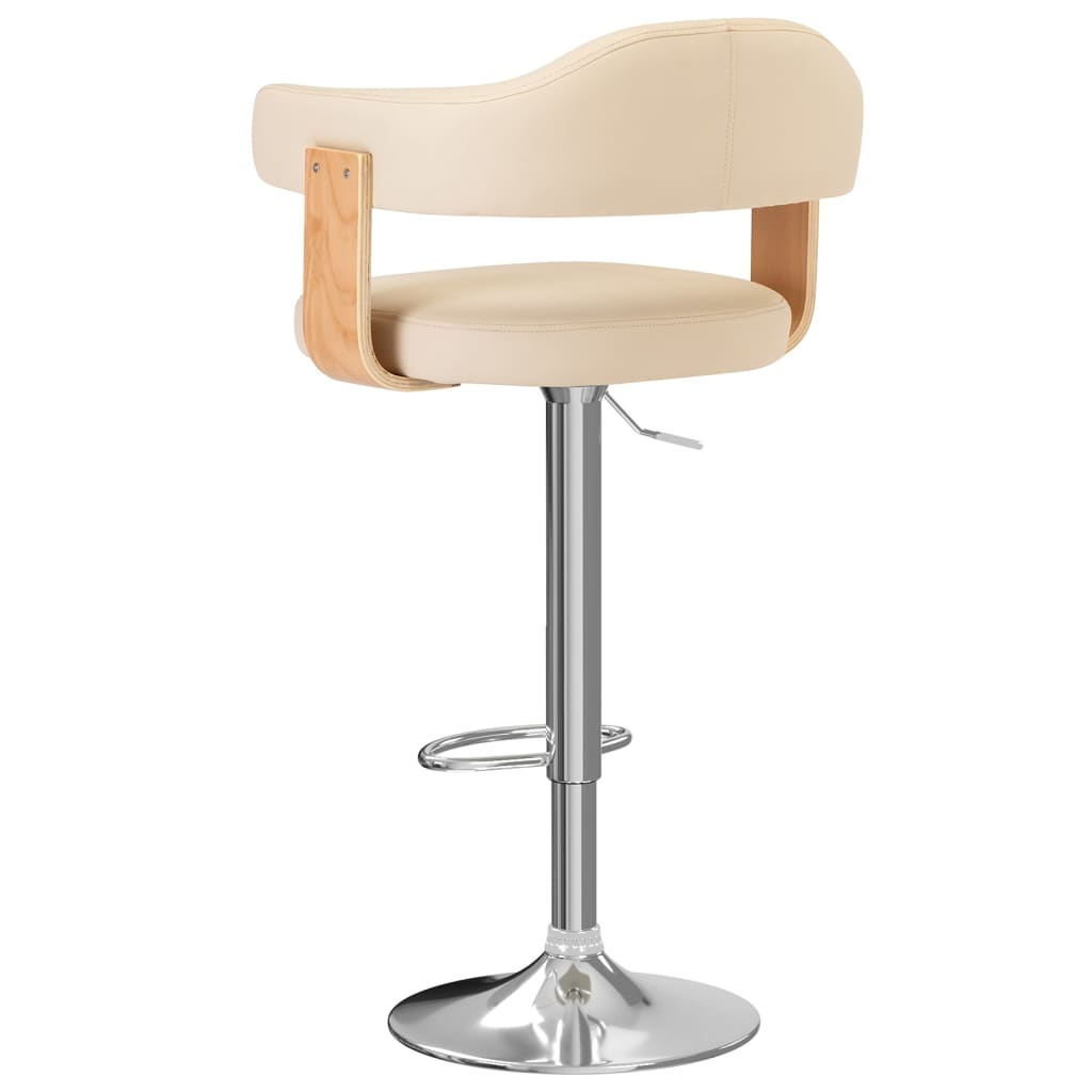 Bar Stool 2 pcs Cream Bentwood and Faux Leather