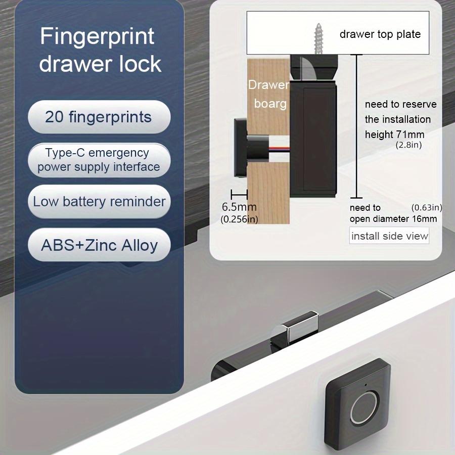 Intelligent Fingerprint Cabinet Lock, One-Button Unlocking,Double Door Cabinet Lock, Compact ABS Fingerprint Drawer Lock - Smart Biometric Security