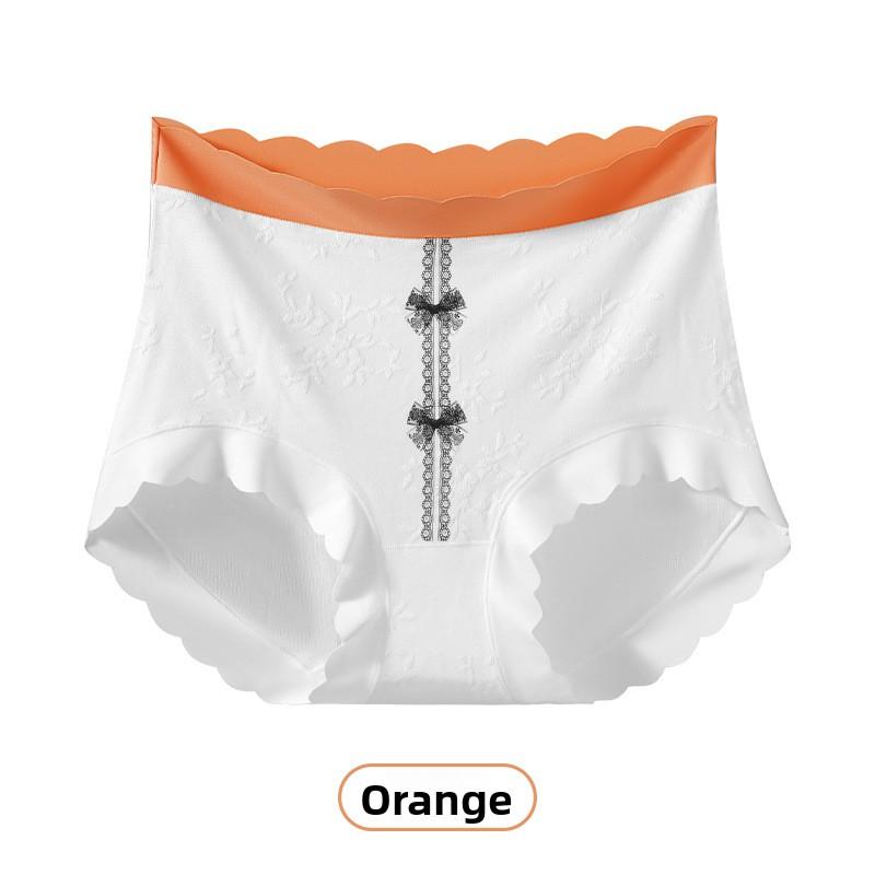 Женские летние новые хлопковые антибактериальные трусы с высокой талией, не оставляющие следов, на бедра M оранжевый