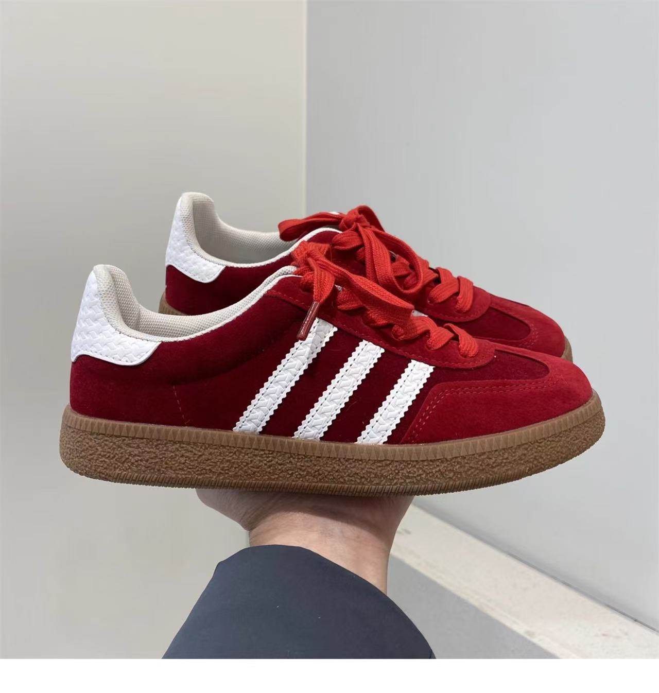 

Женская обувь Dexun, корейская версия, мягкая кожа, обувь Forrest Gump, цветная женская обувь 2025 года, весна и осень, новая платформа, повседневная спортивная обувь 40 красный