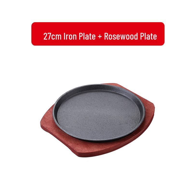 Commercial Cast Iron Round Griddle Pan for BBQ and Gas Grill - Rectangular Steak Plate