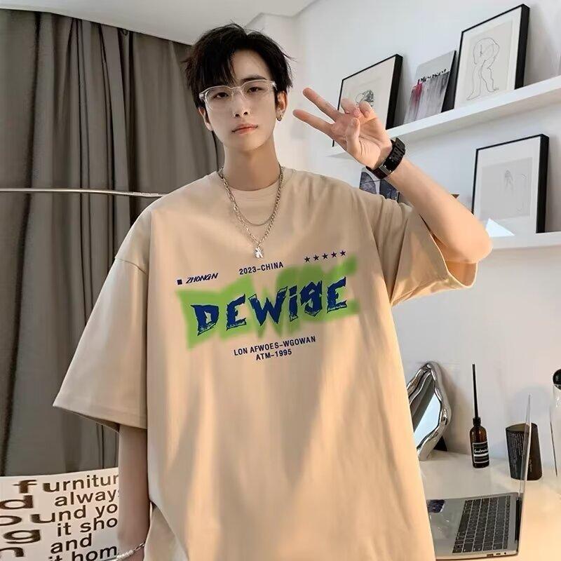 Nové tričko s krátkým rukávem pro muže v létě, trend v korejském stylu, jednoduchý top s polovičním rukávem, volné tričko značky Hong Kong