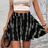 Falda Mini Casual Ligera con Cintura Alta Elástica y Cordón Estampado Floral para Mujer Verano Uso Diario