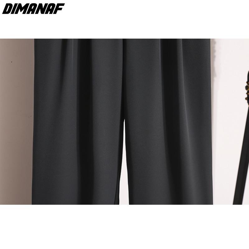 DIMANAF 2025 Übergröße Sommer Lange Hosen Damen Elastischer Bund Locker Lässig Uni Weitbein Hosen Schwarz Grau