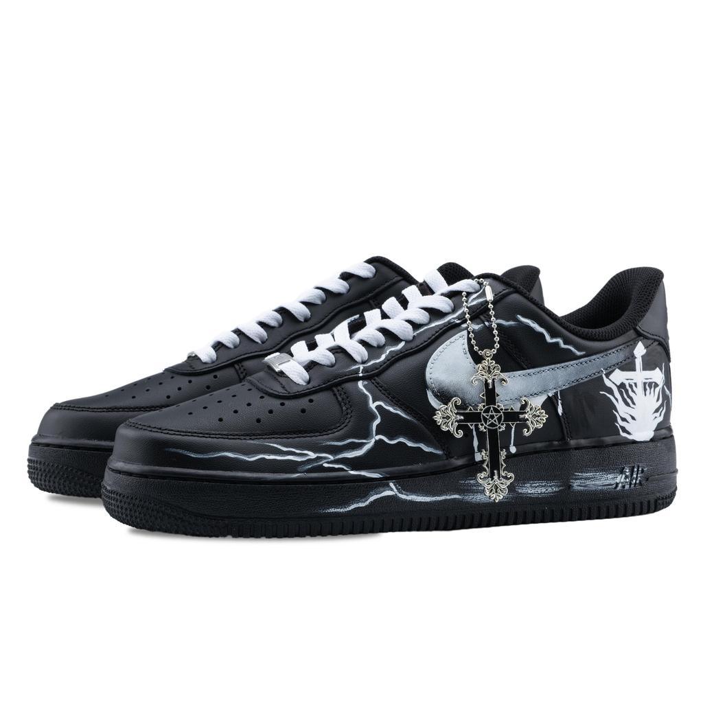 Nike Air Force 1 Dark Cross Abrasion Resistant Low Top Skateboard Shoes Unisex Black CW2288-001(Team836-)