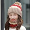 Soft Scarf and Hat Set Coral Fleece Hooded Thermal Cap Fashion Woolen Hat  Women
