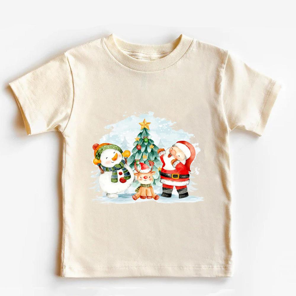 Christmas Santa Claus Cotton Kids T Shirt Retro Christmas Shirt for Kids Merry Xmas Toddler Infant Tops Clothes