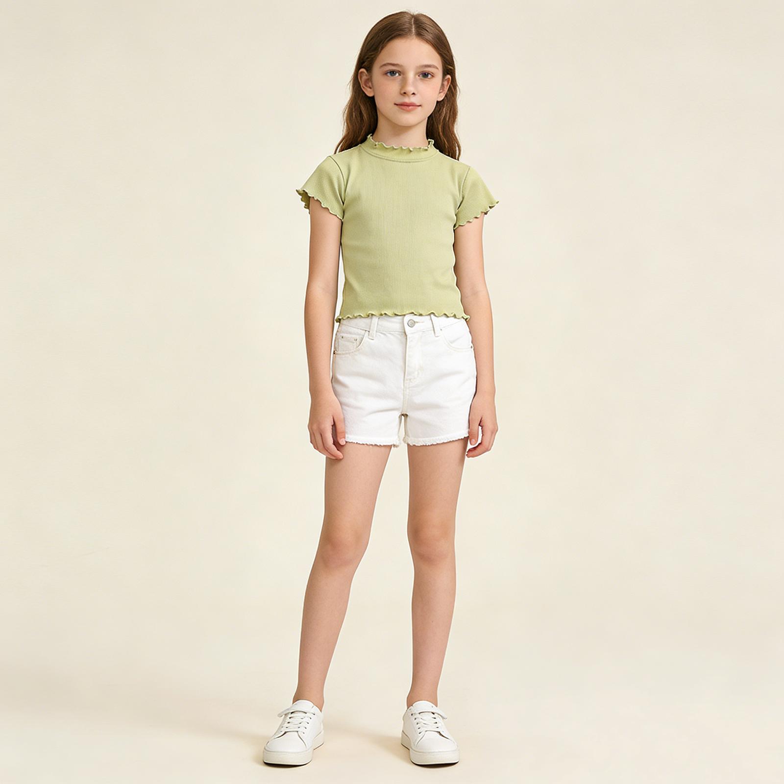 Children s Fashionable And Casual Lace Short-sleeved Shirt 130 зелёный