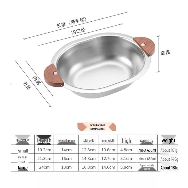 ZISIZ Little Bear Children s Oval Stainless Steel Bowl