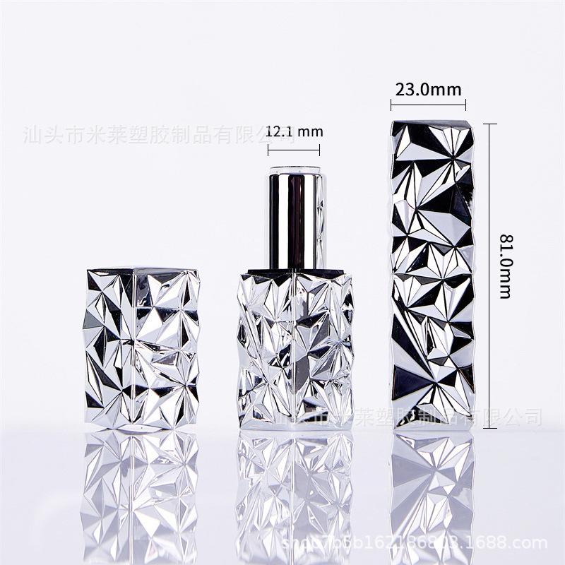 3.5ml Magnetic Square Lipstick Tube, Diamond Faceted Matte Finish, Empty Refillable Lip Balm Case