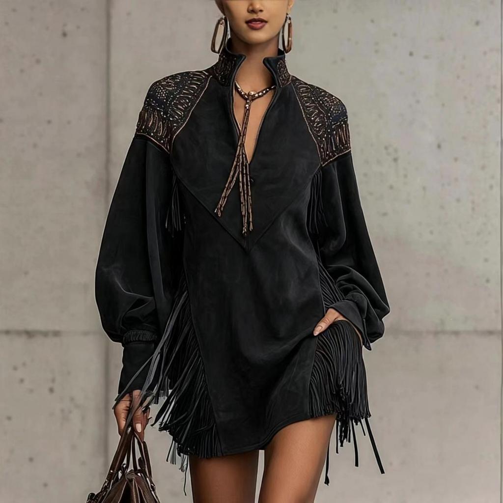 Damen Mode V-Ausschnitt Besticktes Kleid für Abendparty Cocktail Wear