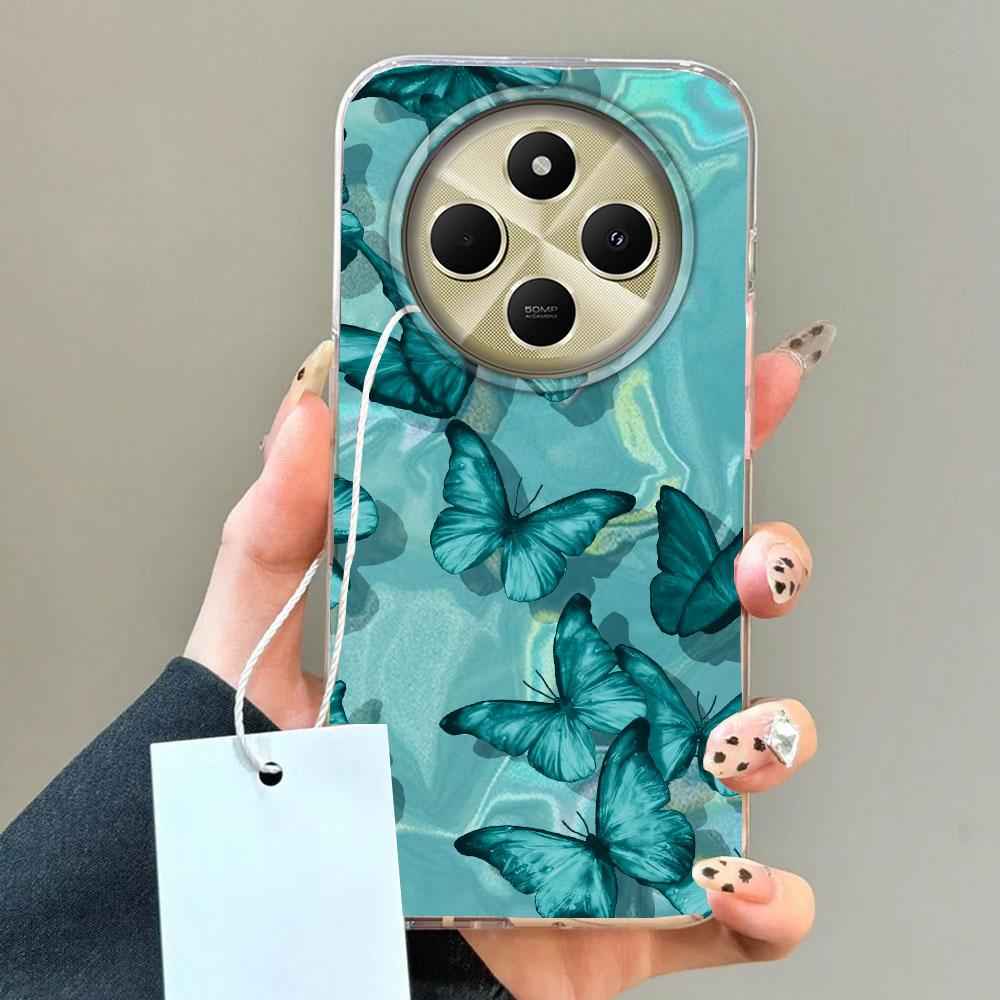 Purple Butterfly Water Wave Texture Phone Cases for Xiaomi Redmi 14C 13C A3 A3X Note 10 11 11S 12 Pro Shell Silicone Bags Cover