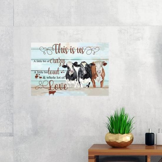 Cusde Cow Metal Tin Sign This is Us Wall Art Farmhouse Sign Home Decorations Retro Wall Decor Funny Poster House Yard Rustic Wall Art Hanging Plaques