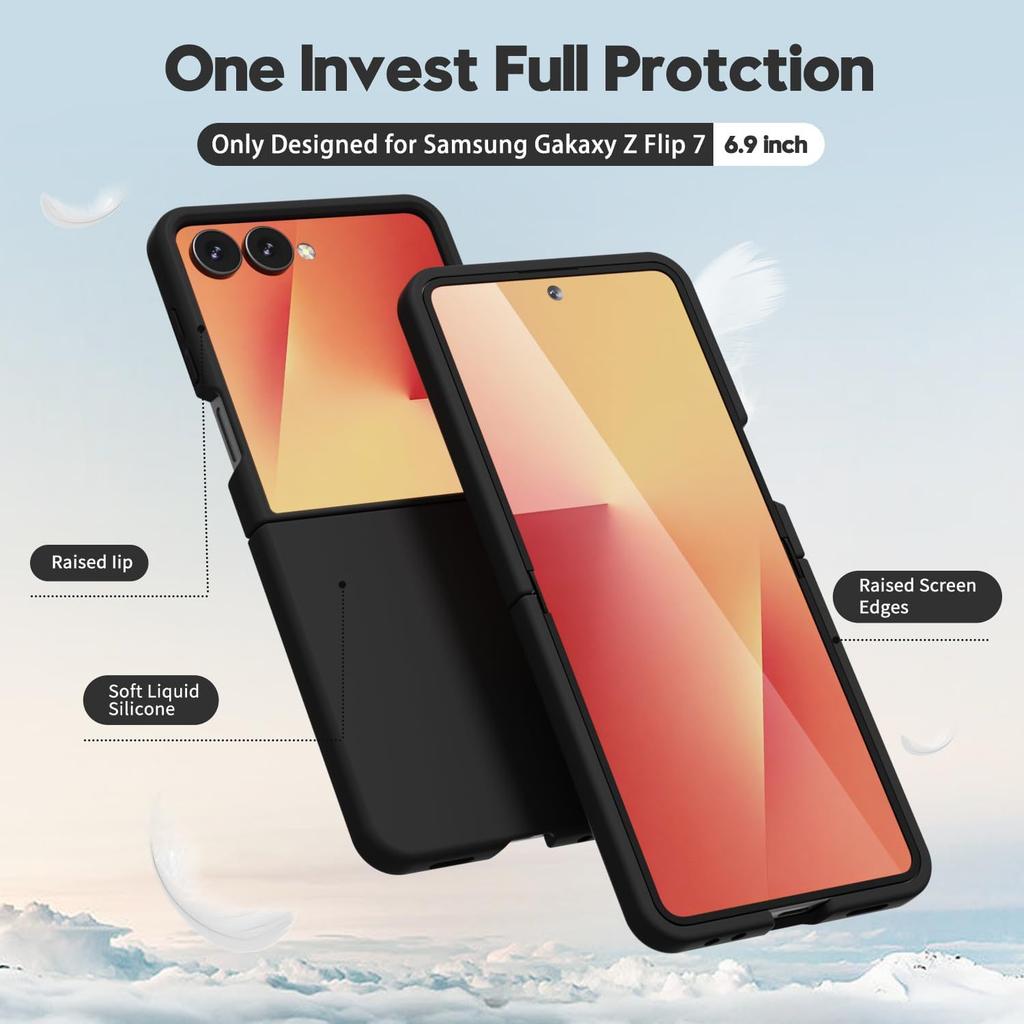 Applicable To The New Samsung ZFlip7Fe Folding Mobile Phone Case Zflip6 Liquid Silicone Protective Case Anti Fall Solid Color Soft