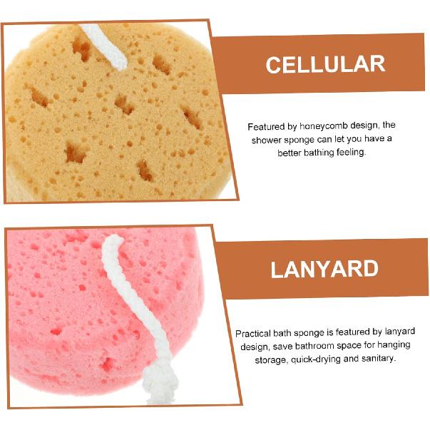 FRCOLOR 3Pcs Bath Sponge Scrubbers Bath Foam Shower Cleansing Exfoliating Scrubber Kids and Adults Soft Skin-Friendly Loofah Back Bathroom Honeycomb
