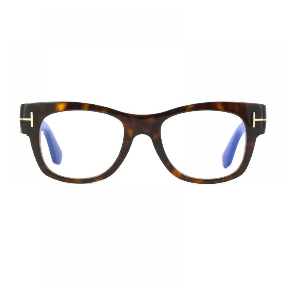 Tom Ford Eyeglasses Square Full Rim  Dark Havana Frame And Clear Blue Light Block Lens Ft5040 B052 Brown
