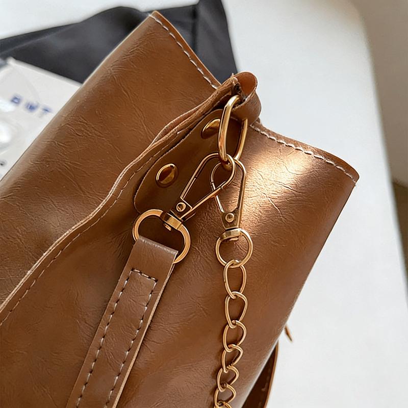 Herbst Koreanisch Retro Damen Umhängetasche Fashi Lässige Tragetasche Schwarze Beuteltasche Pu Umhängetasche
