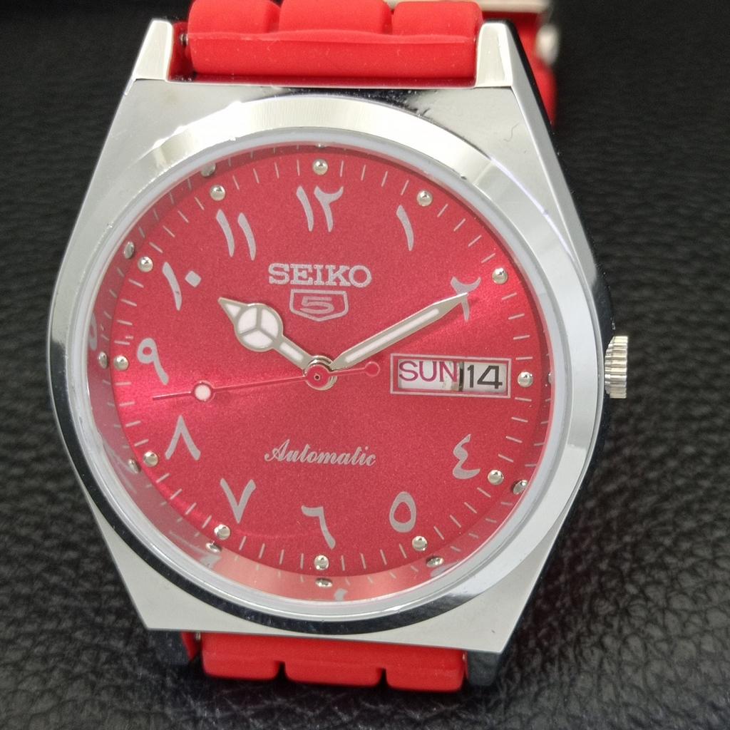 REFURBISHED VINTAGE SEIKO 5 AUTOMATIC 6309A JAPAN MENS RED DIAL WATCH a441299-a