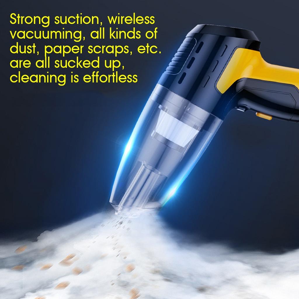 4 In 1 6000Pa Portable Car Vacuum Cleaner Cordless Interior Cleaner with LED Light Tire Pressure Gauge Inflator Auto Accessories