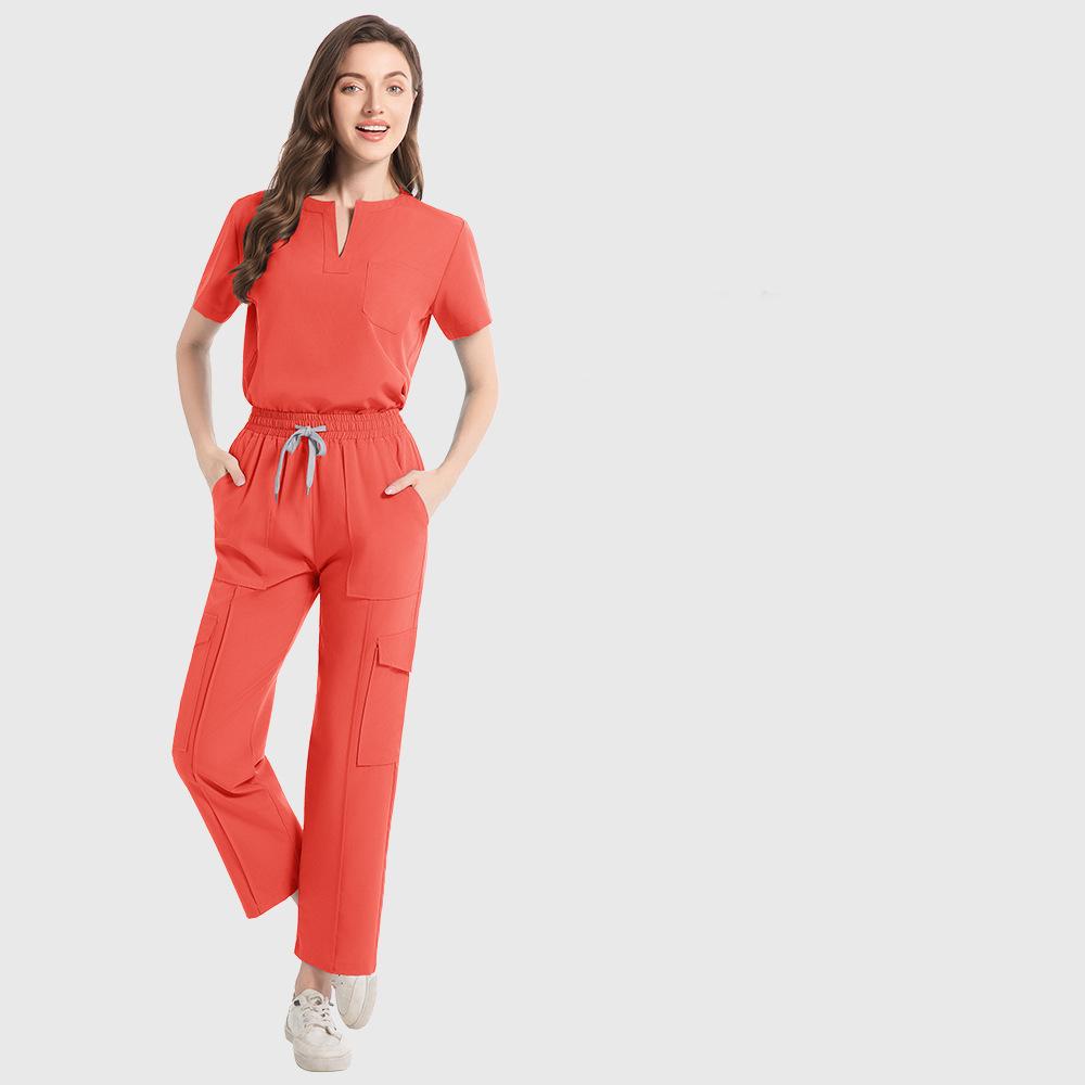 Medizinische Damen Krankenschwester Scrub Set Taschenhose OP-Saal Schönheitssalon Arbeitskleidung