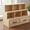 Desktop Storage Cabinet Open Compartments Wooden Organizer Pullout Drawers Tiered Desk