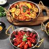 Stainless Steel Hammer Grain Seafood Paella Pan Flat Bottom Noodle Pot Stock Pot  Hotpot