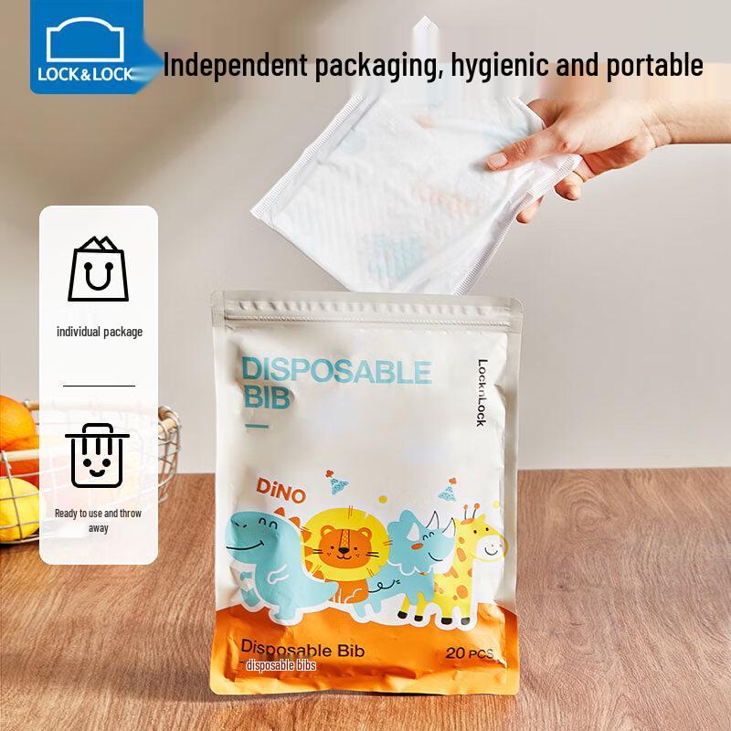 LocknLock Disposable Waterproof Baby Bibs (20-Pack)
