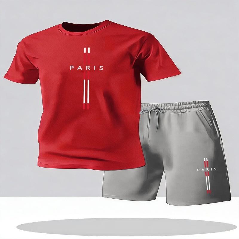 2026 Men's Casual T-Shirt and Shorts Two-Piece Set Relaxed Fit Men's Short-Sleeve Breathable Athletic Set Two-Piece Set