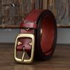 Retro High Quality Pure Cowhide Belt Men and Women Genuine Leather Korean Style Trendy Copper Buckle Casual Belt