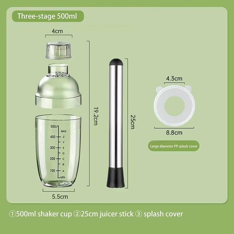 500/700/1000ml Shaker per Cocktail in Resina PC Shaker Manuale per Martini con Graduazioni Tazza per Tè al Latte Barware Bottiglia Shaker per Bevande Mixer