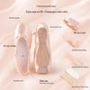 Women's Professional Satin Ballet Pointe Shoes with Ribbons - Champagne Gold