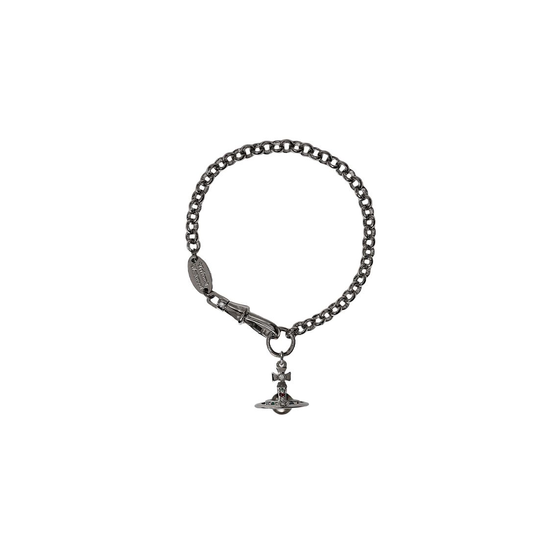 

Vivienne Westwood New Petite Orb Mini Transparent Saturn Bracelet Women bracelet Gunmetal-Gray Brass 61020057S001S001 Box