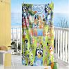 Bluey's Colorful Friends Personalized Name Beach Towel Soft Durable Quick-Dry Suitable for Swimming Gym Camping Yoga Vacation