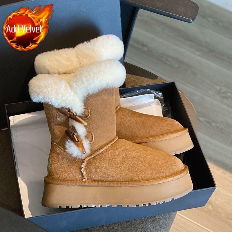 Fashion Winter Round Toe Plush Chunky Snow Boots for Women 2025 New in Furry Booties Work Warm Woman Shoes High Quality Hot Goth Boot