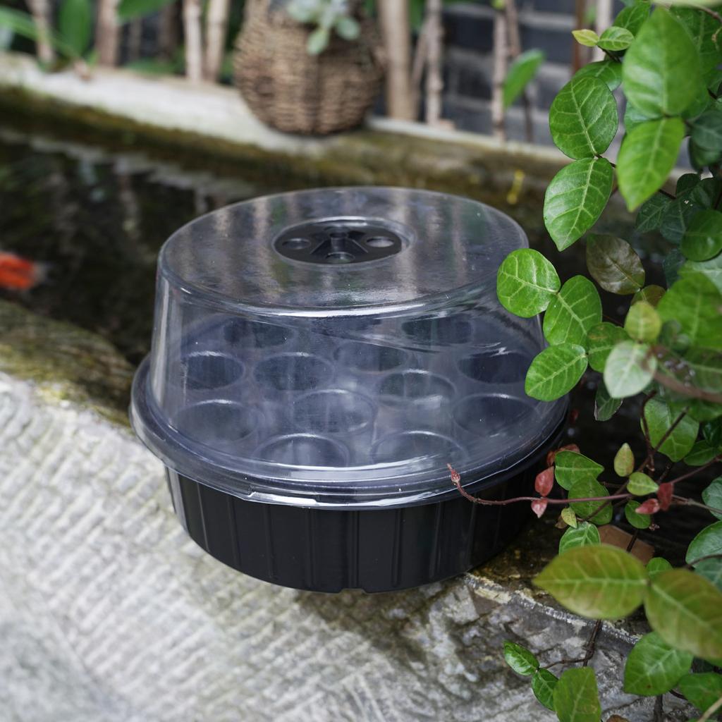 1PC 13-Hole Round Seed Starter Tray With Clear Lid ABS Hydroponic Germination Tray For Seedlings