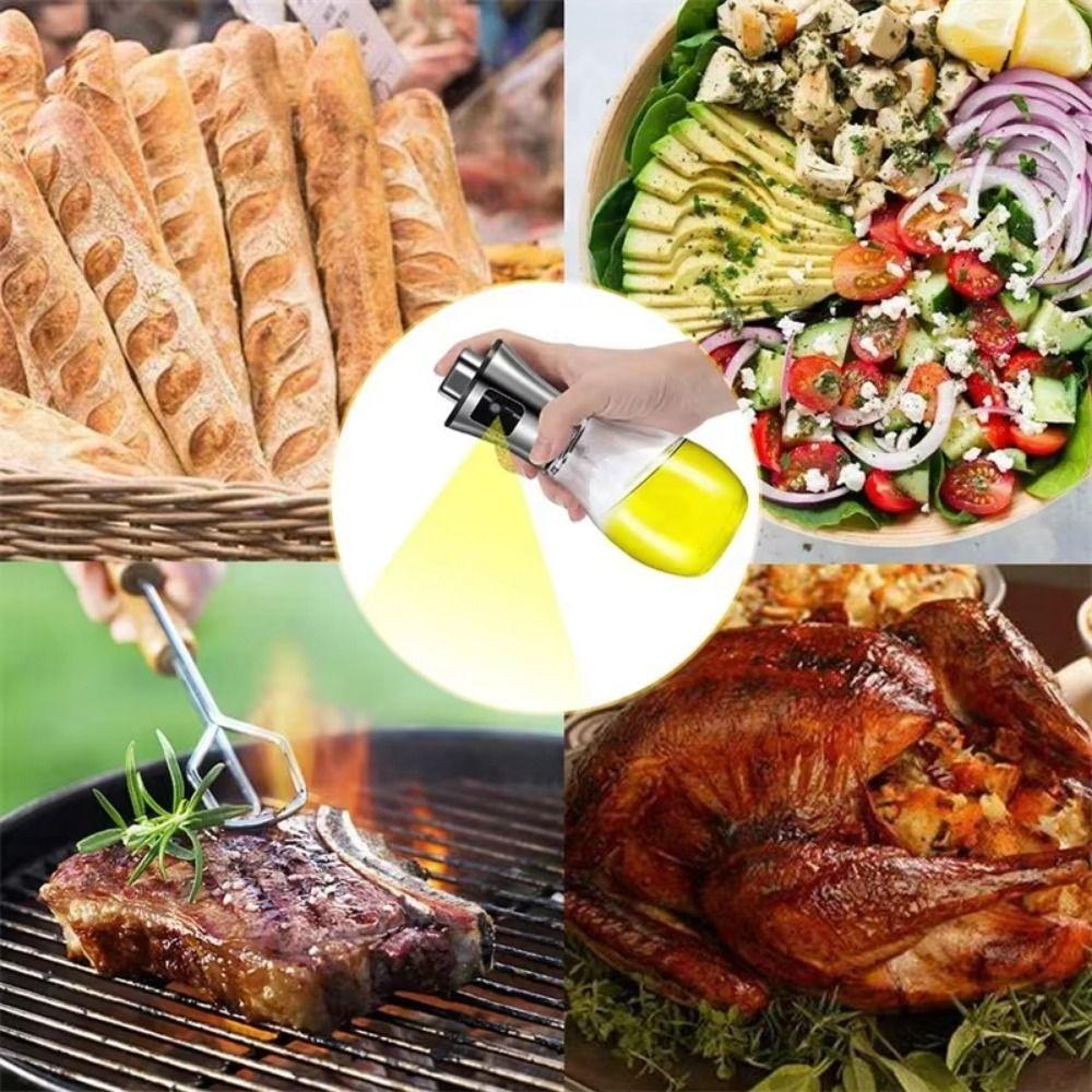 Fine Spray Oil Spray Bottle Stainless Steel Oil Dispenser Bottle Glass Oil Sprayer Household