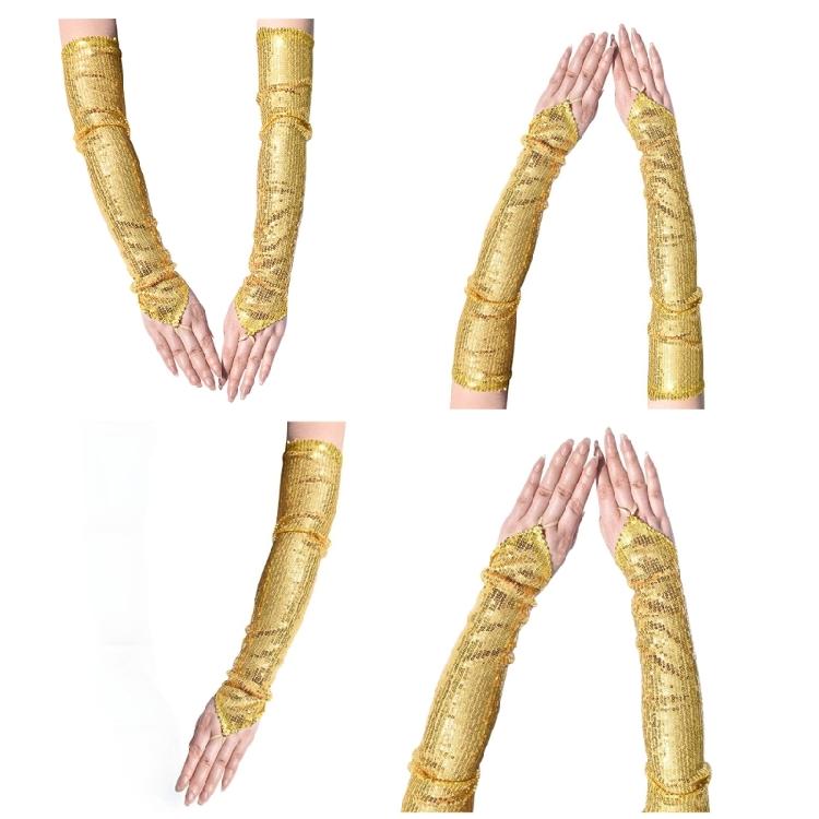 Glitters Fingerless Halloween Gloves Cosplay Party Wear Practical Polyester Fabric Role Play Stage Accessory