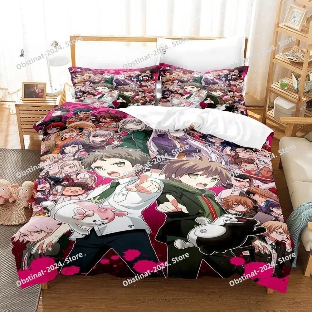 Fashion Anime Danganronpa Bedding Set Printed Bed Set Duvet Cover Sheet Pillowcase Bed Soft Quilt Cover Full Queen King Size