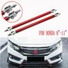 Red Adjust Front Bumper Lip Splitter Strut Rod Tie Support Bars For Honda 8"-11"