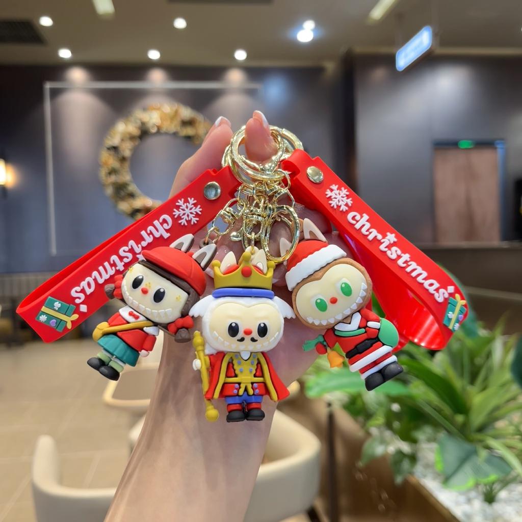 Christmas Key Pendant PVC Cute Three-dimensional Doll Rab Lamb Keychain