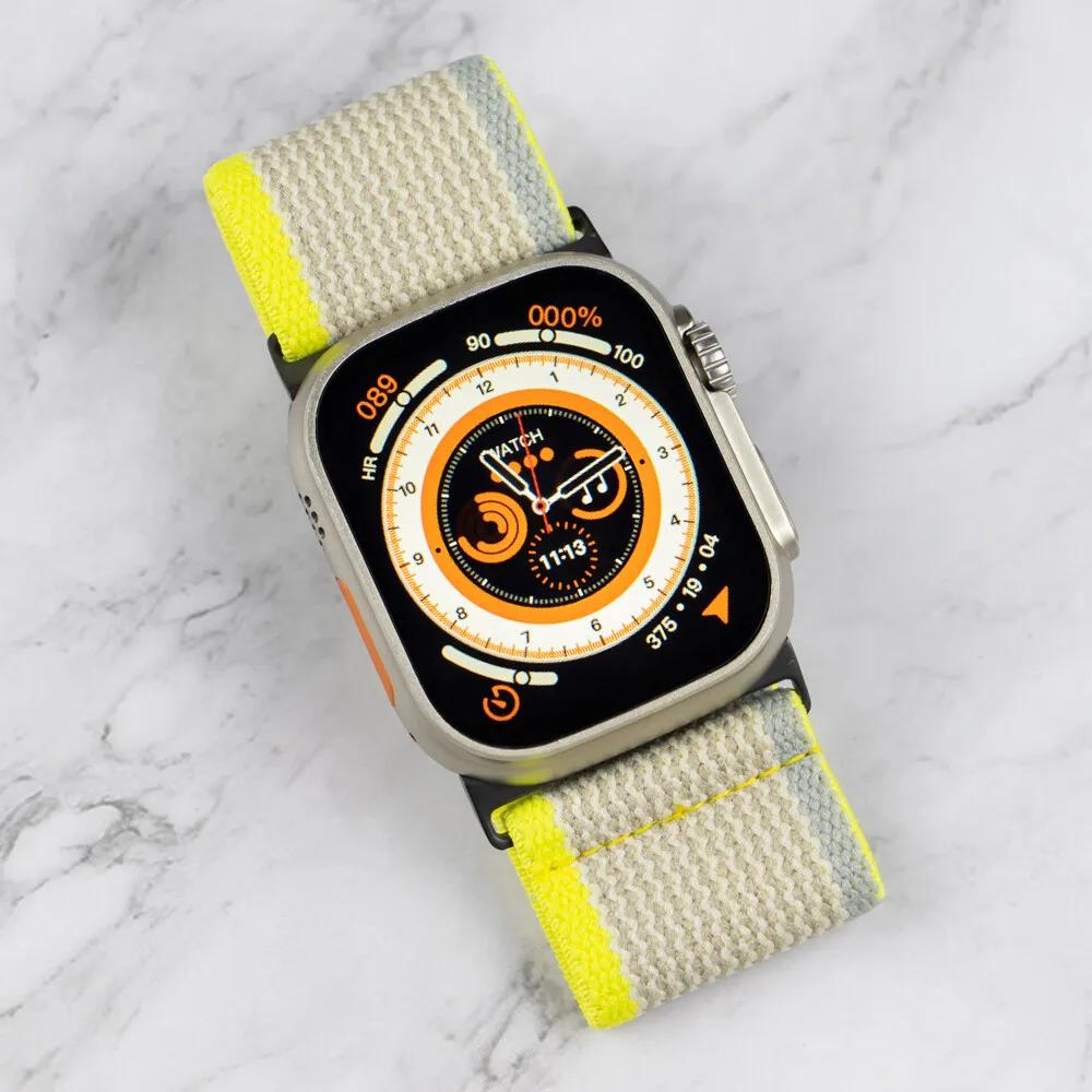 Nylon Elastic Strap For Apple watch Ultra 2 49mm Wide Braided Loop Adjustable Band iWatch 9 8 7 6 5 4 SE 45mm 41mm 44mm 40mm