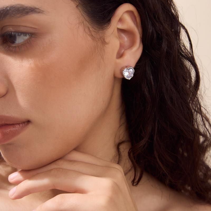Geometric Zircon Waterproof Stud Earrings for Women High Quality Stainless Steel Non-Irritating Jewelry for Club Wear