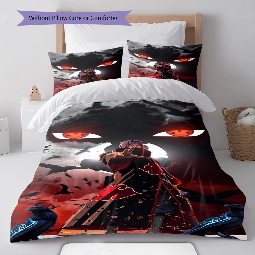Naruto Battle Action Bedding Set Anime Duvet Cover Polyester Soft Comforter Set -QJY
