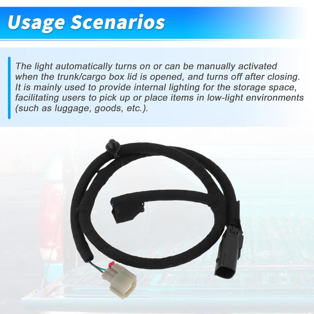 No.ML3Z-14A411-F Driver Side Bed Lamp Wiring Harness Jumper Assembly for Ford F-150 2021-2023 Rear Trunk/Cargo Box Lighting Harness