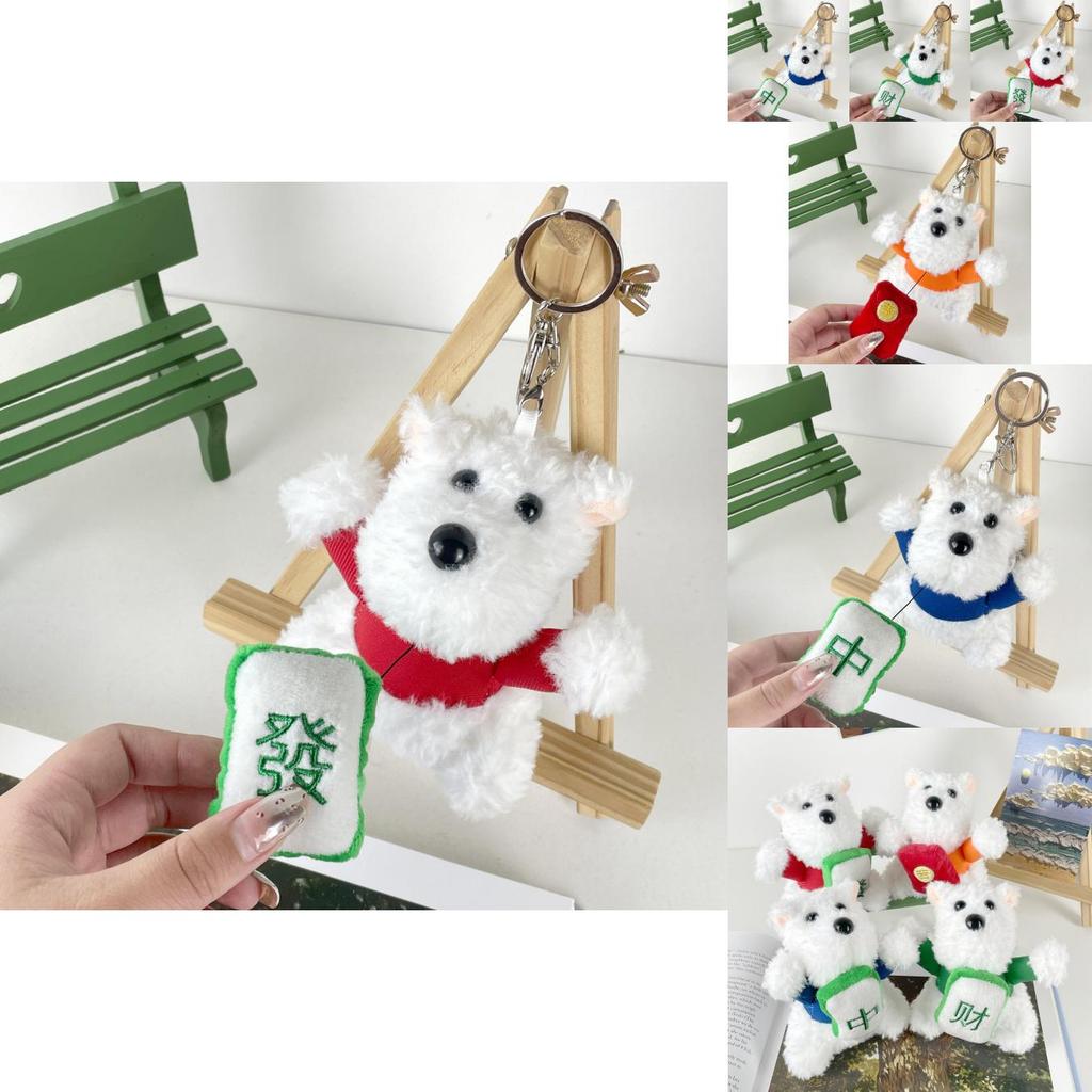 West Highland Whimsical Terrier Plush Keychain Colorful Soft Toy For Relaxation And Playfulness