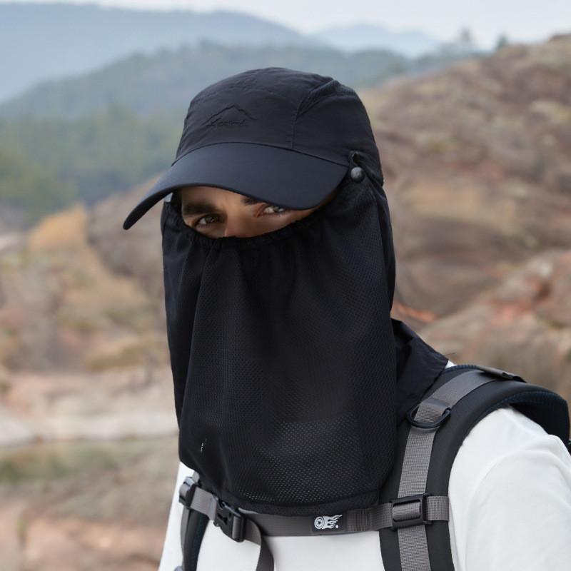 Sun Breathable Summer Hat With Wide Brim And Face Mask Design For Outdoor