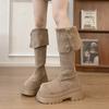 Skinny over the knee small sleeve fashion boots women's autumn height increase 2025 new square heel high boots retro thick sole