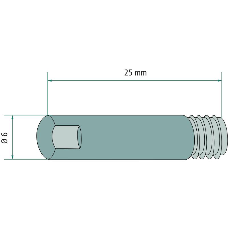 Round contact tip wire-steel M6 25mm